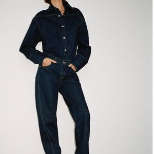 Zara Long Denim Jumpsuit
